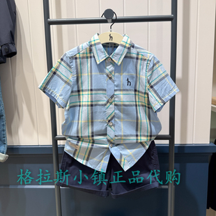 特价hazzys哈吉斯童装国内代购夏男童格纹短袖衬衫HZSXBD01CS086