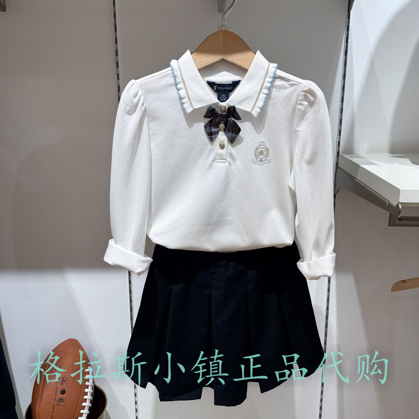 Polowalk童装秋女童翻领长袖T恤