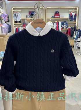 100%绵羊毛Elandkids衣恋童装专柜正品25冬儿童圆领毛衣KWF4T11A