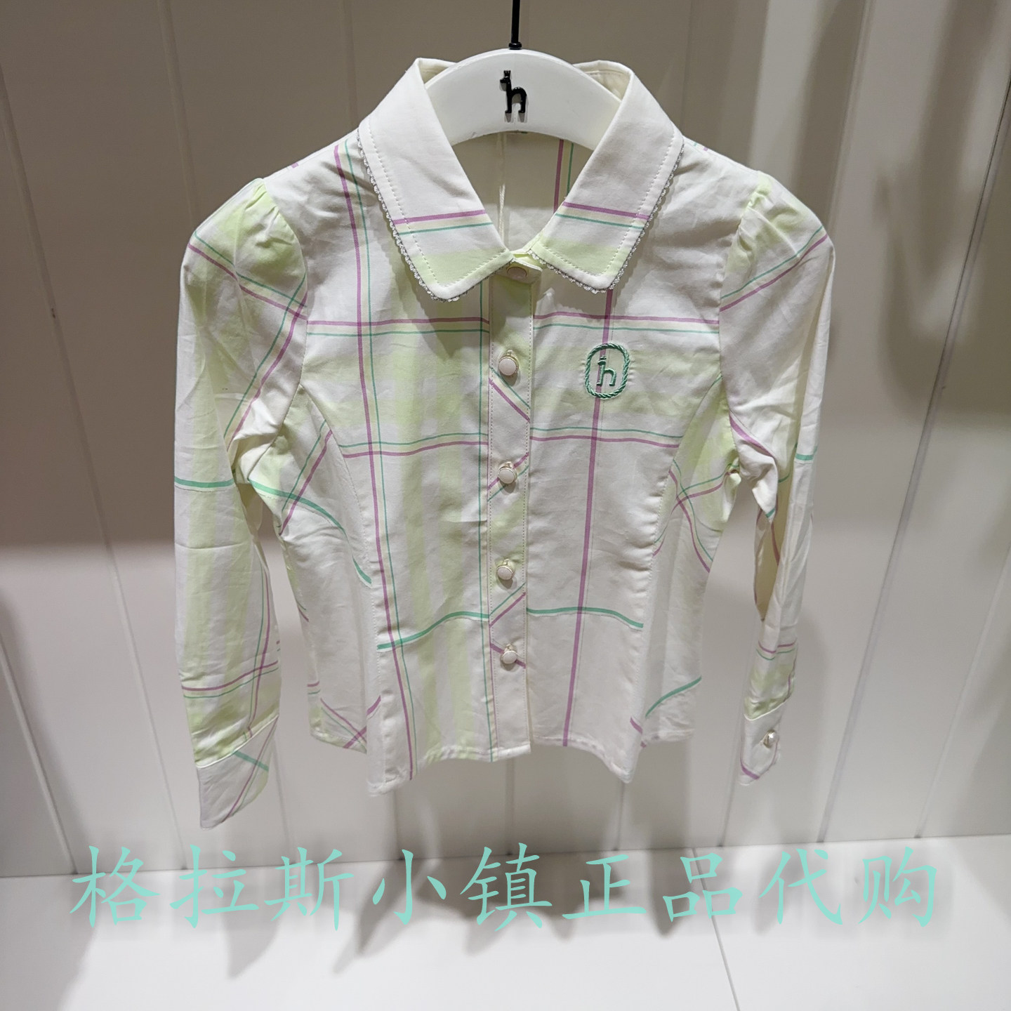 hazzy童装春款女童格纹长袖衬衫