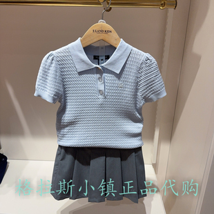 Elandkids衣恋童装专柜正品26夏款女童翻领短袖针织衫EKKAG6421B