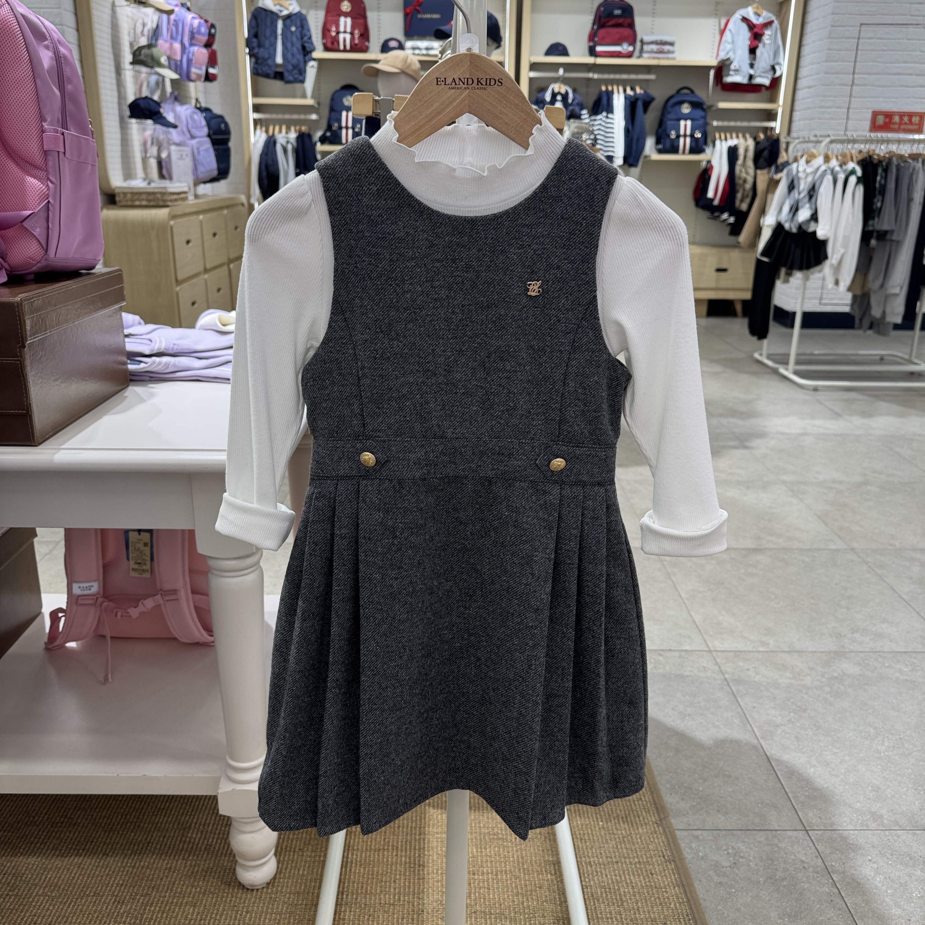 衣恋童装正品冬女童背心连衣裙