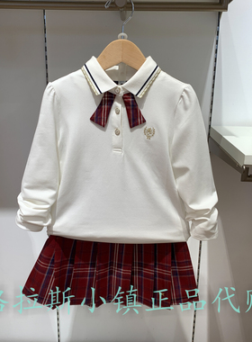 Polo walk KIDS童装专柜正品25年秋女童刺绣翻领T恤B61W535D0091