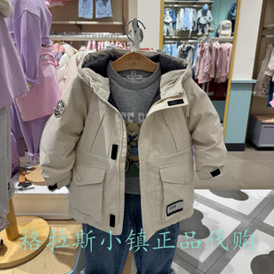 三防pawinpaw童装专柜正品25冬新款男童蓄热连帽羽绒服PCJDF4V61E