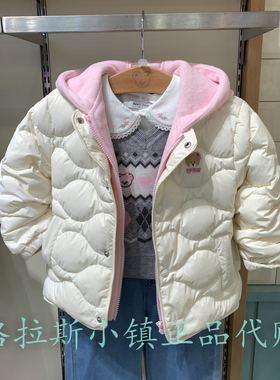 90鸭绒pawinpaw童装正品25冬款女童三防假两件羽绒服PCJDF4T32M