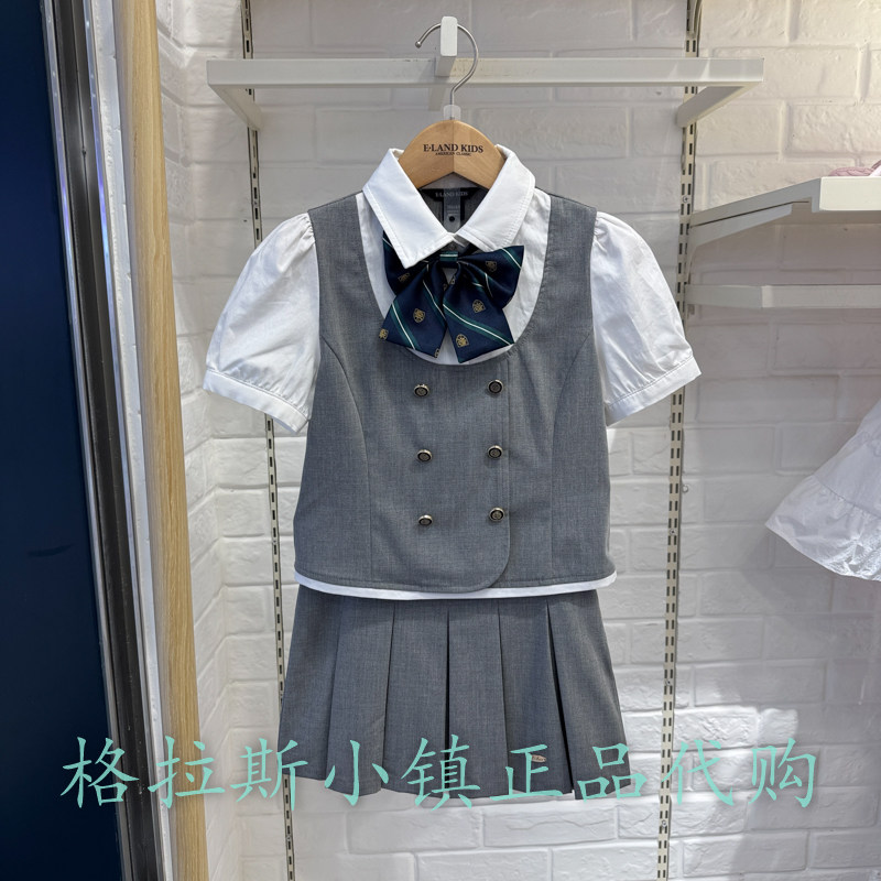 衣恋童装正品夏女童学院短裙套装