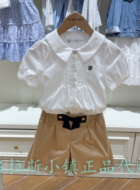 衣恋童装正品夏女童学院短袖衬衫