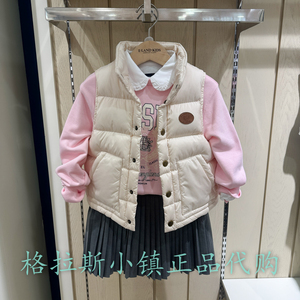 Elandkids衣恋童装专柜正品24秋冬女童立领羽绒马甲EKVWE4911K