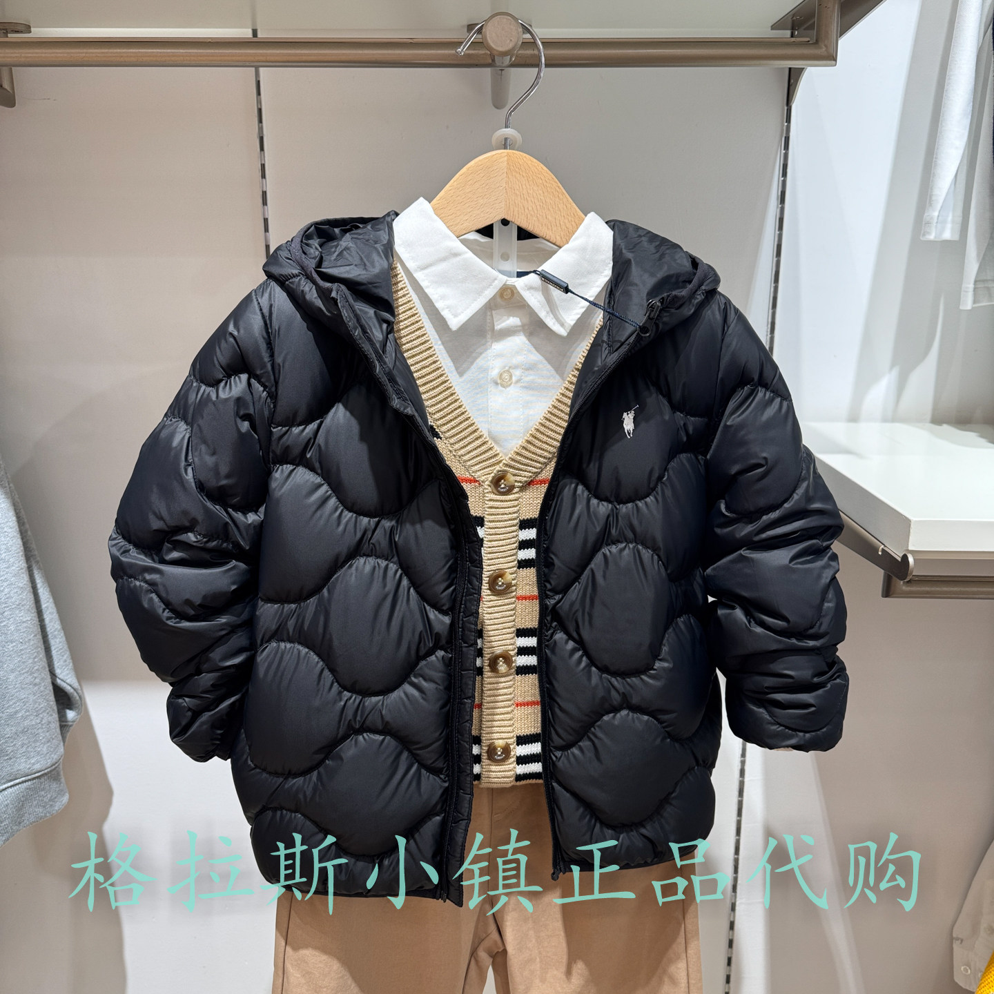 90鸭绒Polo walk童装正品25冬新款男女童轻薄羽绒服BXNW531K0096