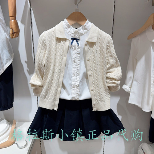 Polowalk童装秋女童翻领针织开衫