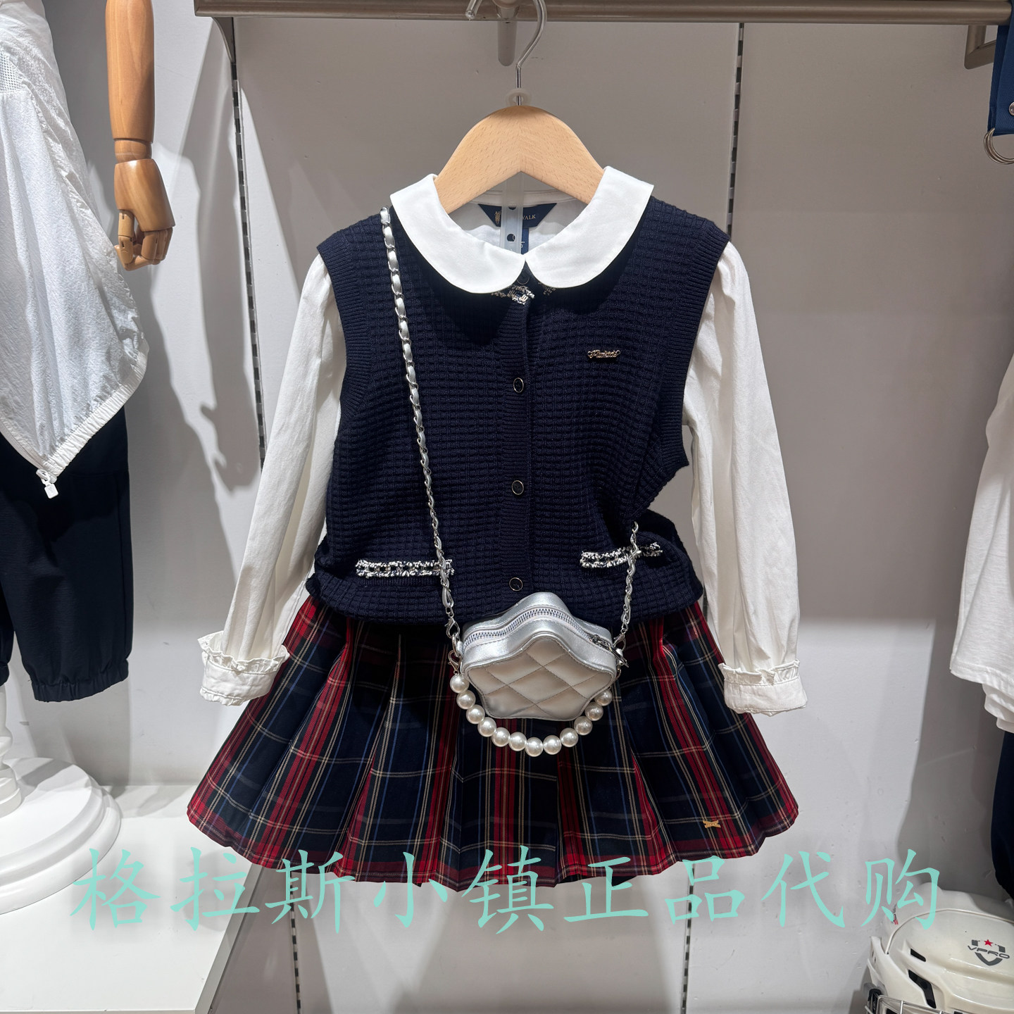 Polowalk童装秋女童圆领针织马甲