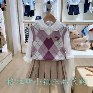TeenieWeenie童装专柜正品25秋款女童V领针织马甲背心TKVK253851A