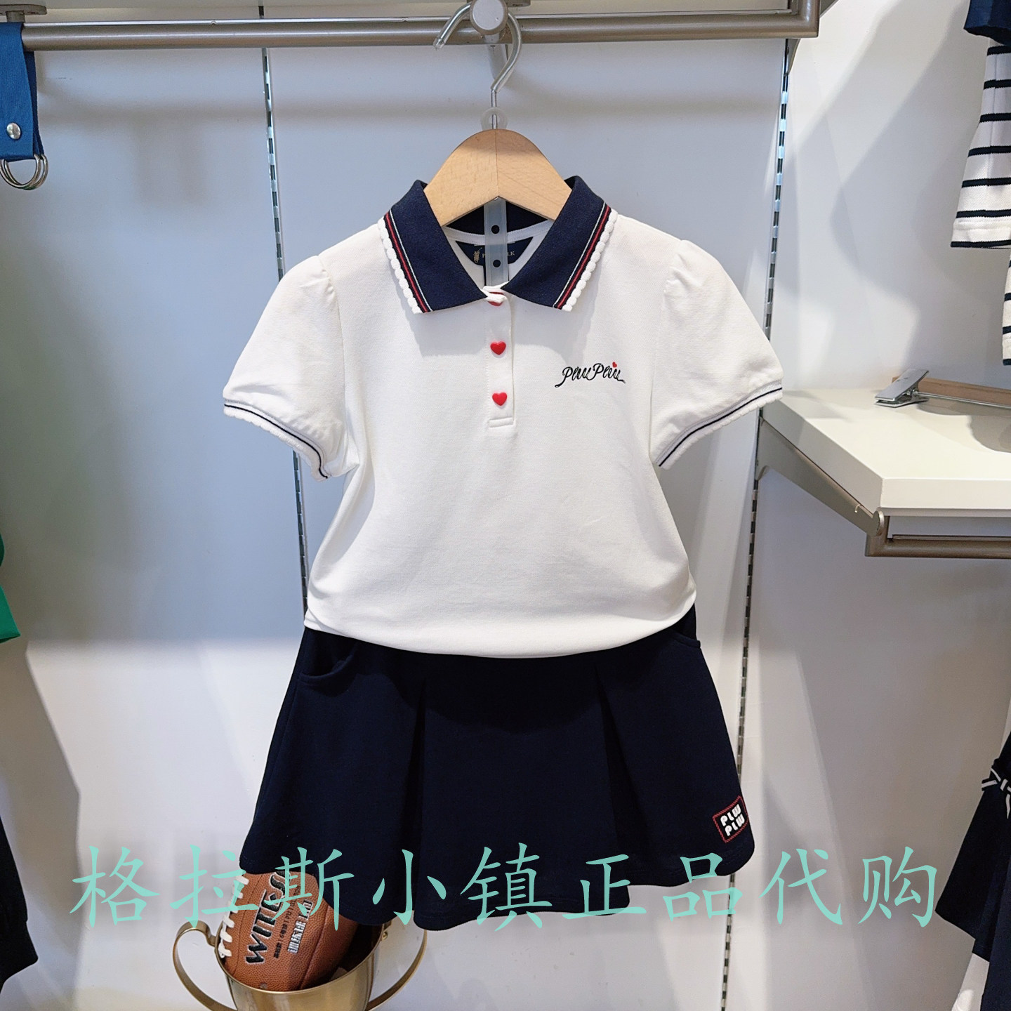 Polowalk童装夏女童翻领短袖T恤
