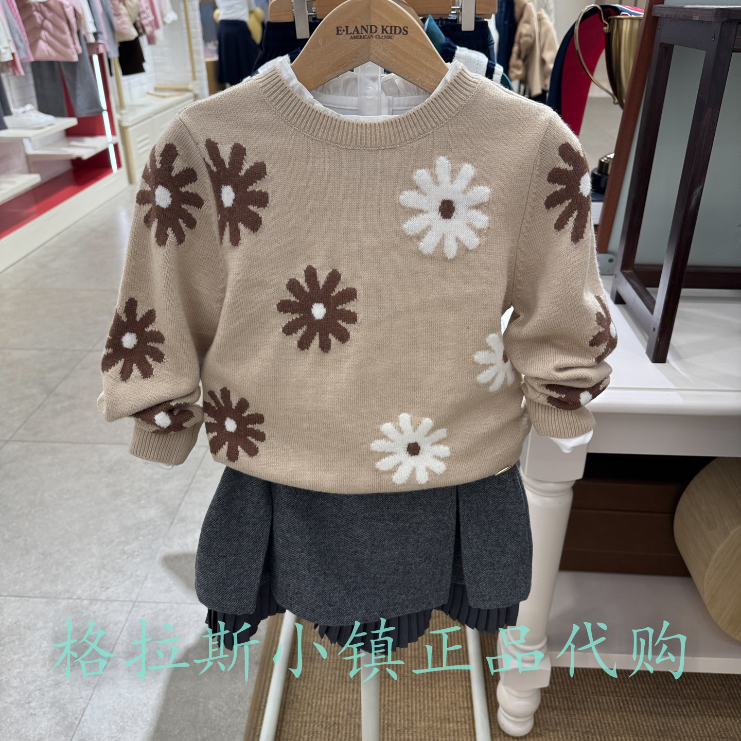 衣恋童装正品冬女童甜美圆领毛衣