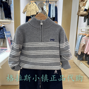 100%绵羊毛TeenieWeenie童装专柜正品25冬男童立领毛衣KW254T03B