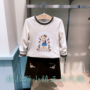 pawinpaw童装 T恤PCLAF4851E 专柜正品 25年秋新女童甜美卡通长袖