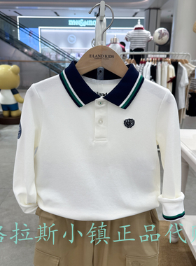 Elandkids衣恋童装专柜正品25秋男童学院风长袖翻领T恤EKLWF3801A
