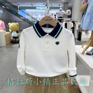 Elandkids衣恋童装专柜正品25秋男童学院风长袖翻领T恤EKLWF3801A