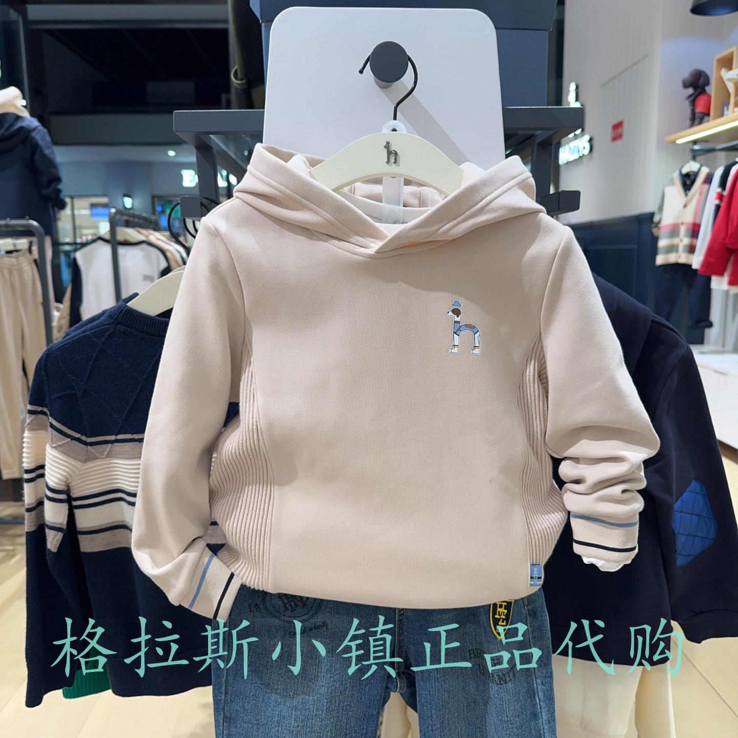 哈吉斯童装秋男童休闲连帽卫衣
