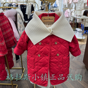 chocolat巧克力童装正品25年冬新款女宝围脖翻领棉服CIJPG1211K
