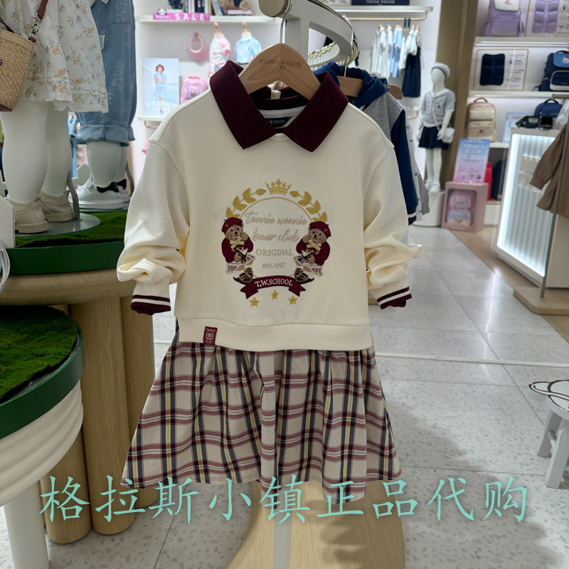 TW童装正品24年秋女童卫衣连衣裙