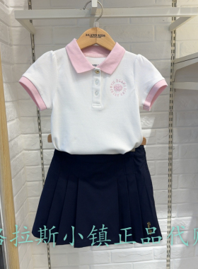 Elandkids衣恋童装专柜正品25年夏新款女童翻领短袖T恤EKHWF2421K
