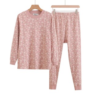 线衣线裤 老年人纯棉秋衣秋裤 保暖内衣中领大码 妈妈棉毛衫 秋冬 套装