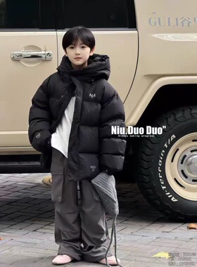 牛哆哆童装25冬季新款男童女童外套儿童白鸭绒连帽羽绒服潮25269