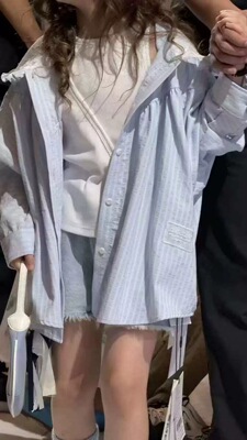 7+kids2026春夏女童中大童蕾丝连帽防晒衬衫儿童薄款防晒服81988