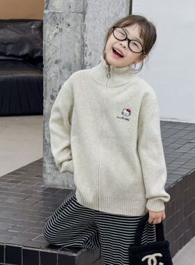 实体店童装2025冬女童韩版洋气卡通刺绣针织开衫毛衣外套潮25137