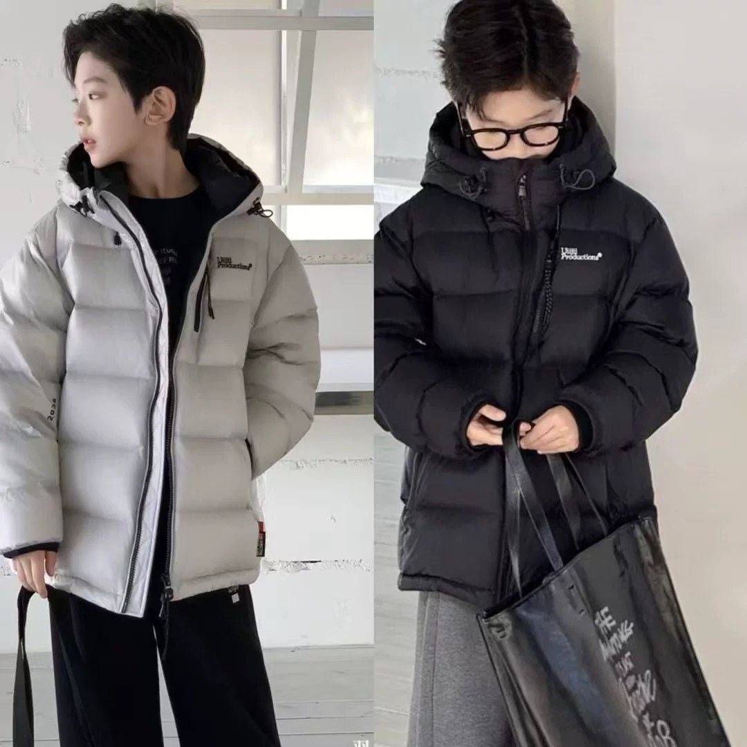 童乐鱼童装男童连帽羽绒服冬款中大童90白鸭绒外套儿童上衣潮3968