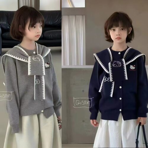 G+儿童毛衣2026秋冬新款女童卡通刺绣针织开衫外套披肩款52906