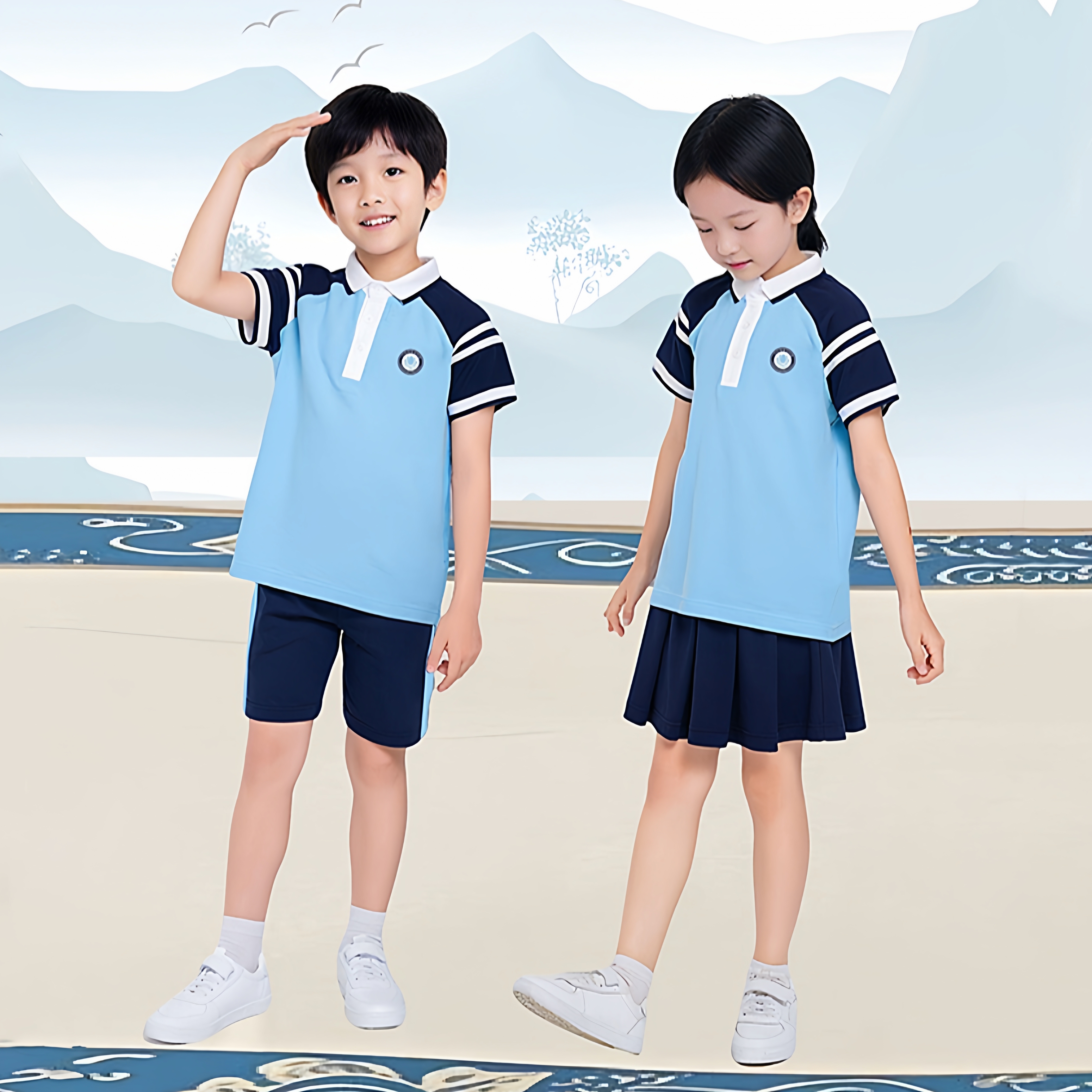 江西省九江市统一校服现货春夏秋冬款中小学生标准款式短袖长袖