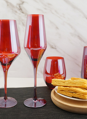 热销 欧式彩色离子镀高脚杯 样板间装饰酒杯 香槟杯 水杯 紫色红