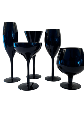 中古高颜值黑色红酒杯玻璃香槟杯葡萄酒杯高脚杯高档家居装饰摆件