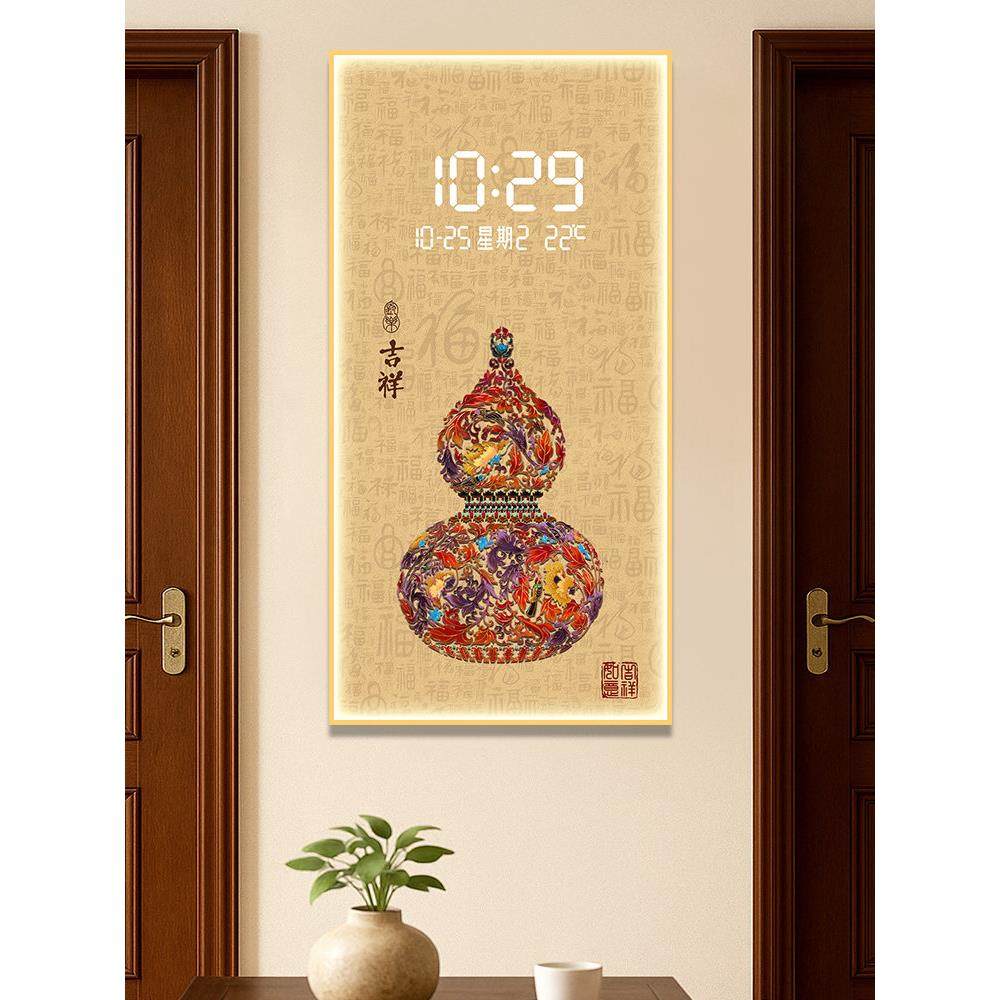 带灯万年历钟表挂钟客厅2025年新款数字显示装饰现代简约挂墙时钟