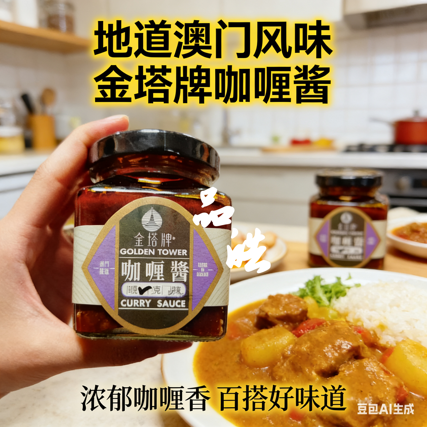 正品进口金塔牌咖喱酱即食油咖哩鱼蛋捞面拌饭厨房香少辣微辣190g