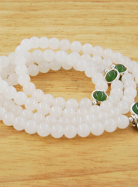 和田玉纯银多层墨玉手链