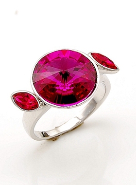 断码清仓仅剩2件卖完下架手工镶嵌奥地利水晶大闪钻戒指