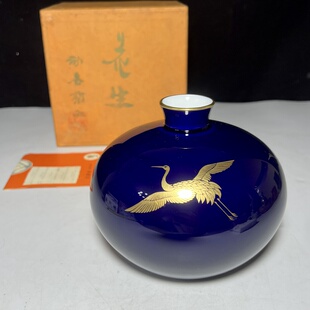 日本回流香兰社金银鹤纹花瓶摆件