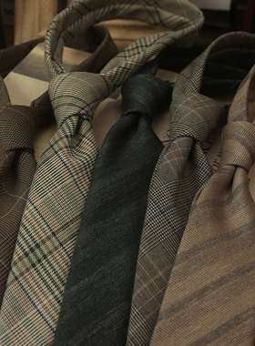 领带男韩版米咖格纹8CM正装职业商务复古休闲个性百搭墨绿蓝条纹