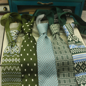 领带男英伦文艺复古休闲百搭女学院风6CM花色横条针织平头个性 小