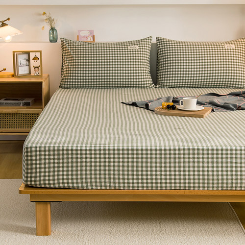 全棉床笠纯棉格子床垫罩