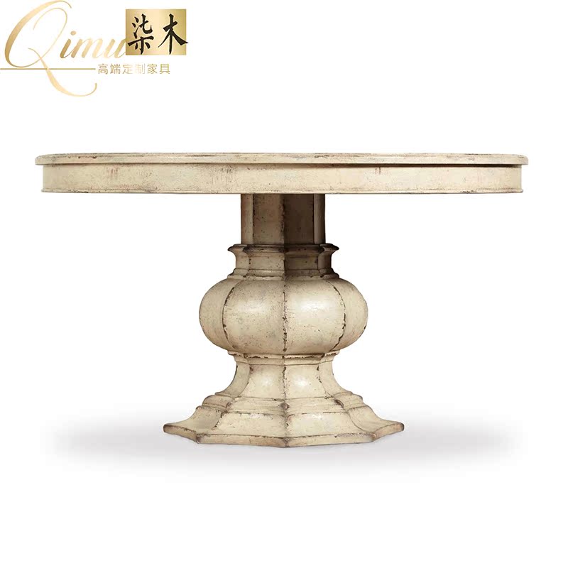 柒木高端定制美式乡村 实木餐桌 复古做旧圆桌欧式简约餐桌GH854|ruв категории жилой мебели, Таблица класса, обеденный стол - от Buy2taobao.com для оказания профессиональной услуги покупки агента Taobao