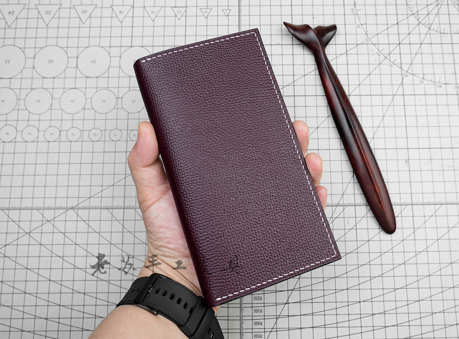 老苏手工皮具定制男士头层牛皮大容量中长款加厚百元长夹钱包纯皮