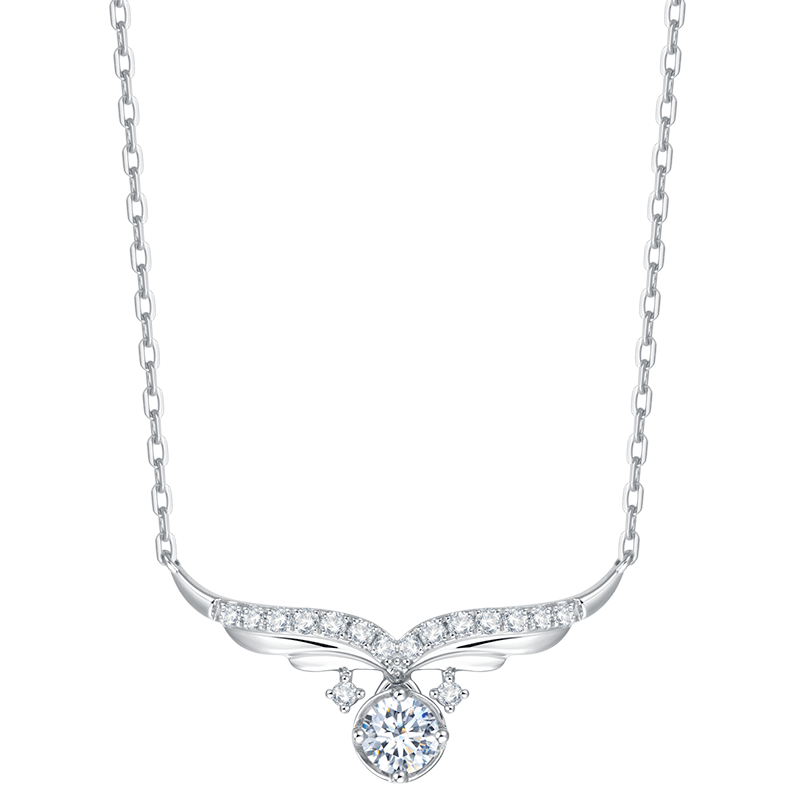 Zbird/钻石小鸟套链白18K金钻石项坠挂件含项链-小天使1-NH545