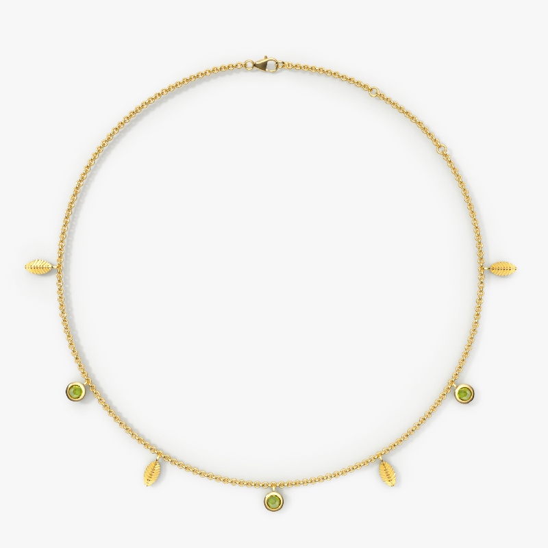 Zbird/钻石小鸟天然橄榄石925银镀金套链-NH600