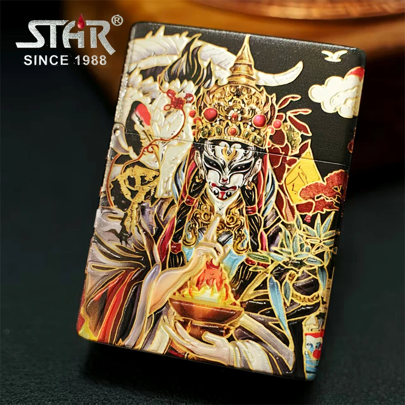 STAR恒星ST9鎏金珐琅彩白鹤童子创意个性纪念礼盒装礼物打火机