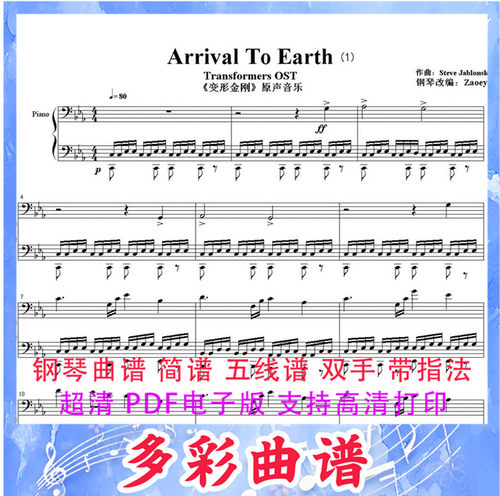 03155 Arrival To Earth-第一代《变形金刚》OST 钢琴曲五线谱5页