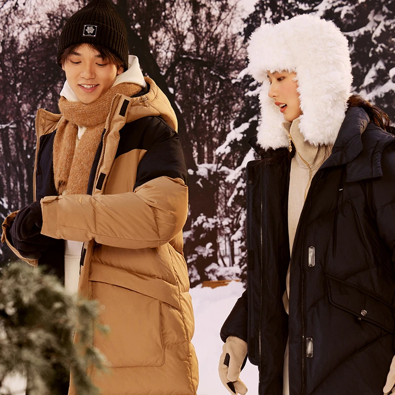 李宁保暖连帽女子鸭绒羽绒服